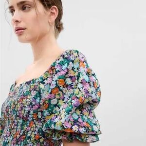 GAP Floral Smocked Blouse - Multicolor